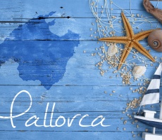 Maritime Postkarte mit Mittelmeerinsel Mallorca