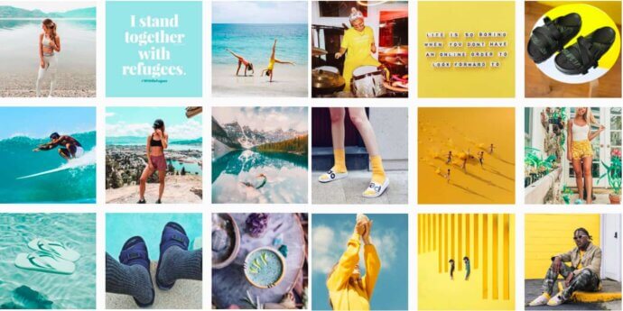 blue and yellow feed on instagram